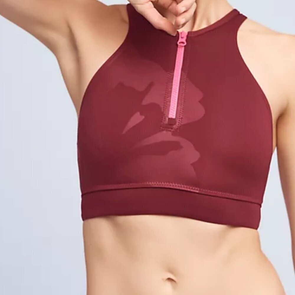 Adidas by Stella McCartney Burgundy Zip Front Sports Bra – Size XS